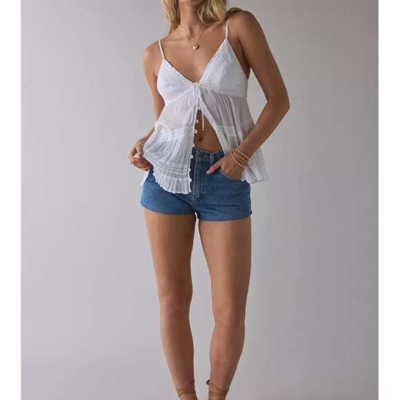 Kimchi Blue Tops - Kimchi Blue Tara Embroidered Cotton Babydoll Cami EUC